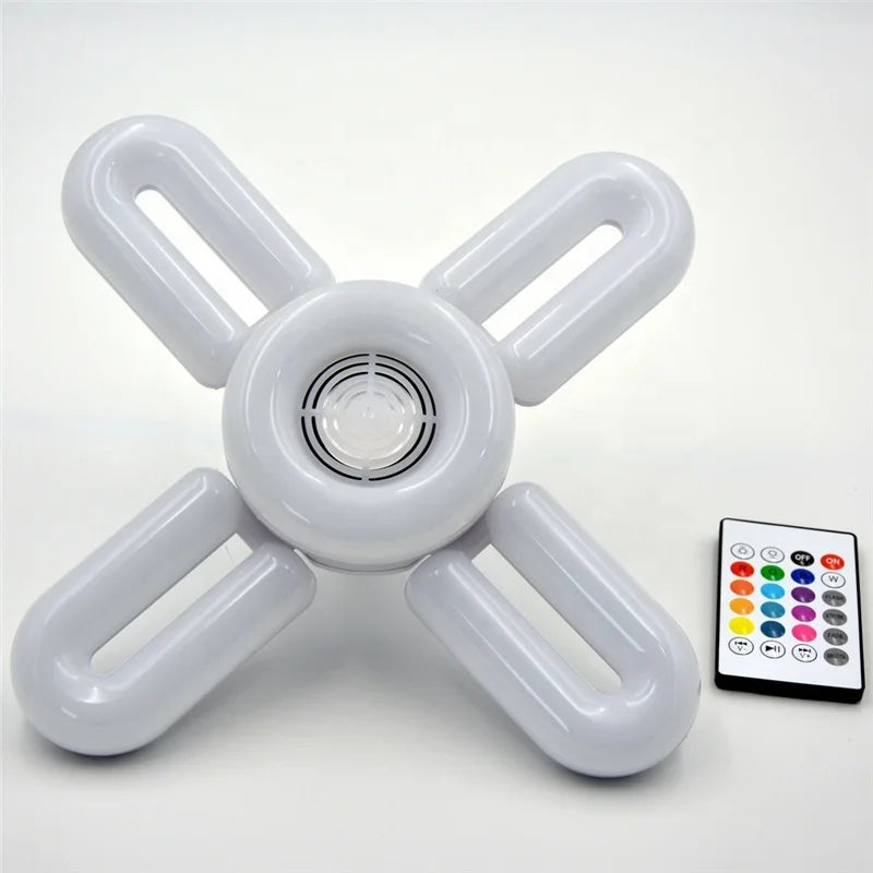 45W U-shape four leaf folding music lamp E27 Dimmable Wireless Music Playing Light Bulb LED RGB Deformable Ceiling speaker Light