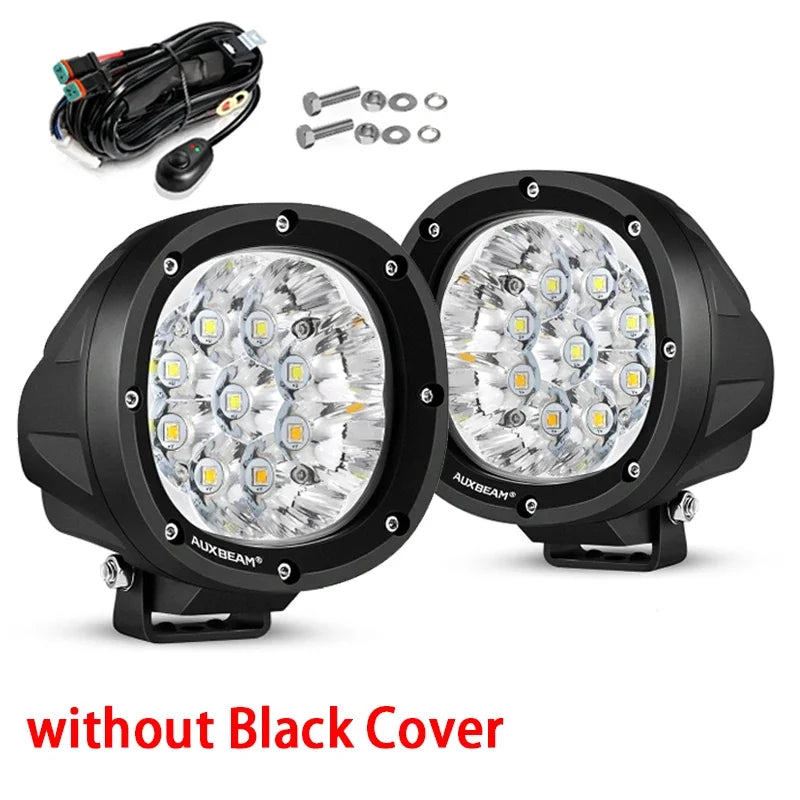 AUXBEAM 4 Inch 90W LED Driving Lights Work Fog Light for Truck Pickup Offroad (White&Amber 6 Modes)