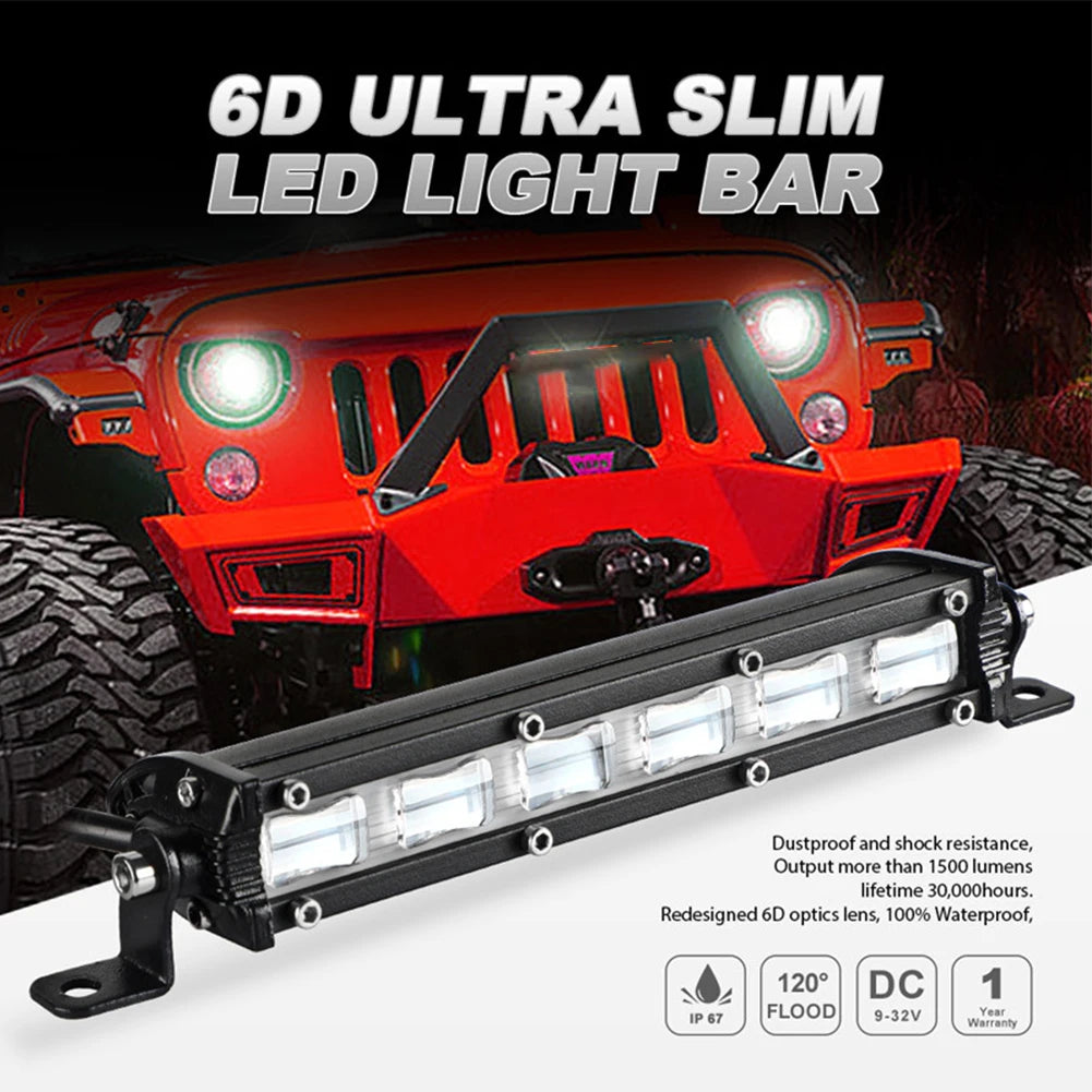 7inch LED Work Light Bar Slim Driving Fog Offroad Flood Beam ATV SUV UTV Truck Car Led Center Grid Light White