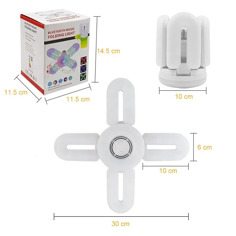 45W U-shape four leaf folding music lamp E27 Dimmable Wireless Music Playing Light Bulb LED RGB Deformable Ceiling speaker Light