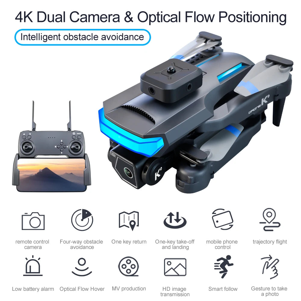 Aerial Photography Drone K° HD Dual-Lens 4K Aerial Photography Multi-Rotor Optical Flow Positioning RC Dron Toy Quadcopter drone
