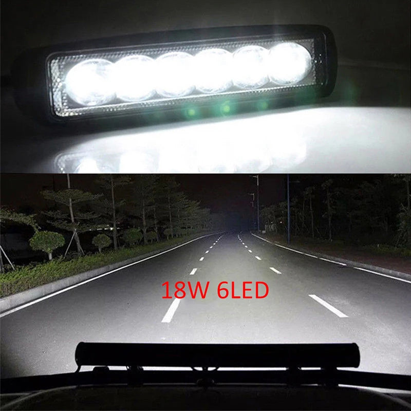 6LED Car Work Light 18W High Bright Waterproof Spotlight Moto Auto Offroad SUV Truck Headlights Driving Lamp 12V Car Accessories