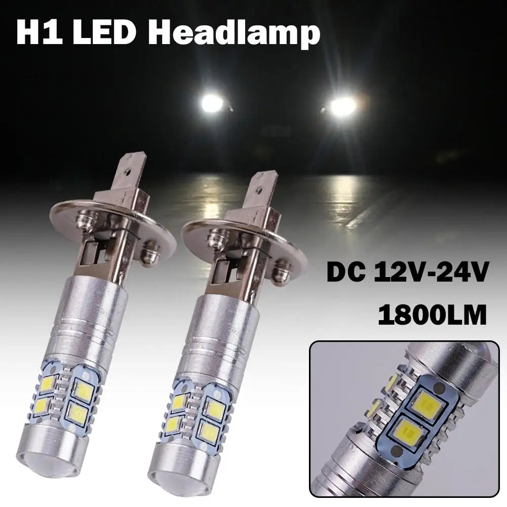 2pcs Super Bright H1 LED Headlight Kit High Low Beam Fog Driving Bulbs 6500K Truck Fog Auto Light SUV Headlamp