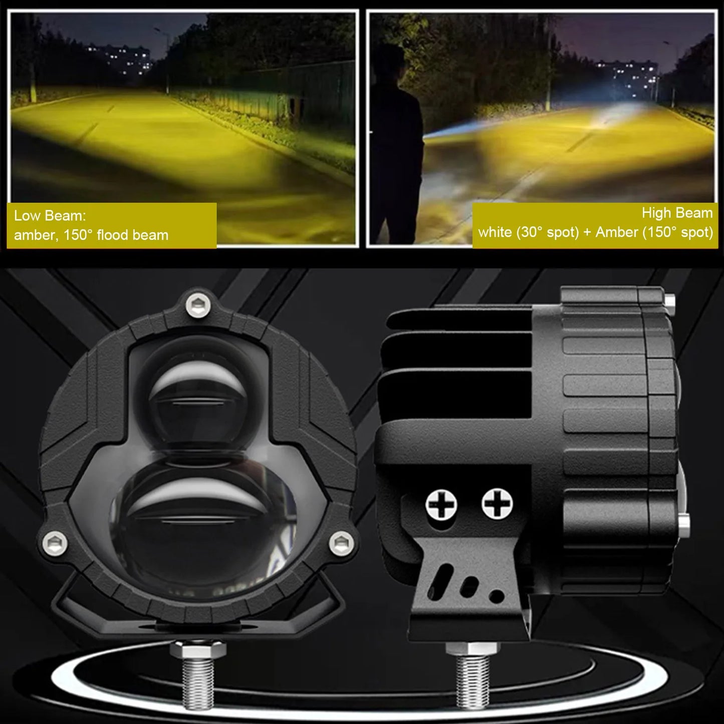 3in LED Pods Light White Amber High Low Combo Beam Led Work Fog Driving Lights Bar for Motorcycle ATV UTV SUV Off Road 4x4 Truck