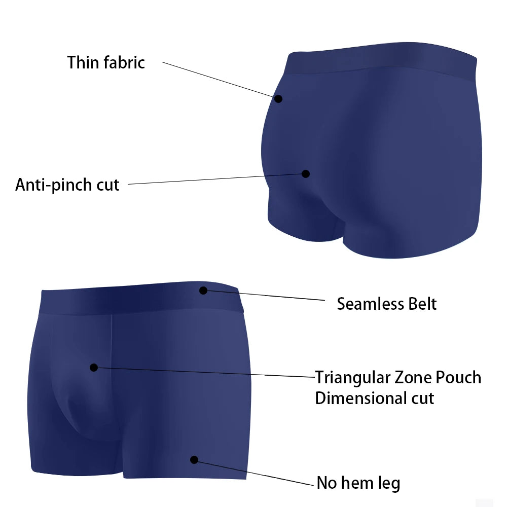 4pcs/Lot Ice Silk Men's Panties Male Underpants Underwear Man Boxer Boxershorts Calzoncillos Hombre Ropa Interior Hombre