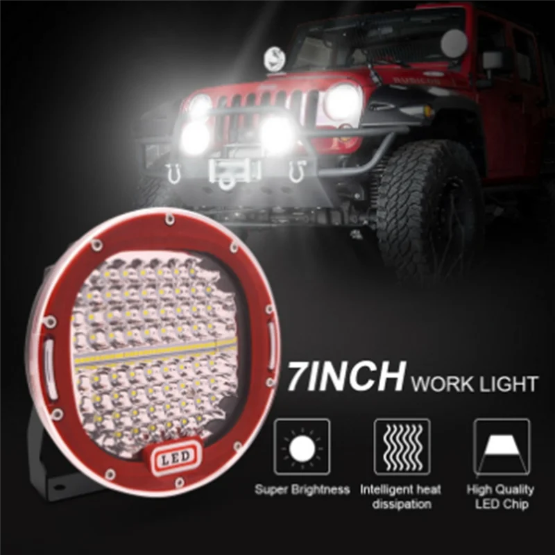 4X4 4WD Spot LED Roof Work Light for Ford Jeep Hummer Defender Volvo Lorry 7Inch IP68 Offroad SUV Pickup Truck black