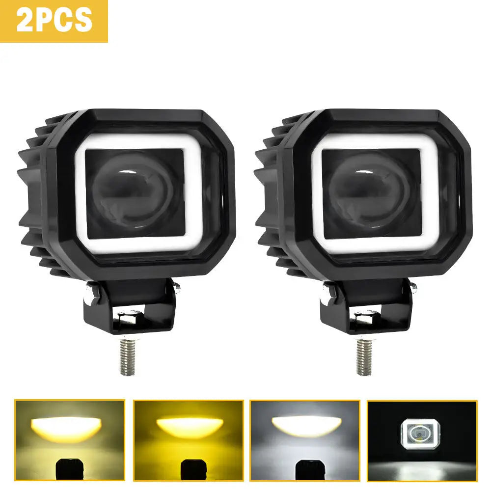 2pcs Motorcycle LED Spotlight Fisheye Lens Work Light For Car Motorcycle ATV Car Trucks Mini Lens Headlight Driving Light