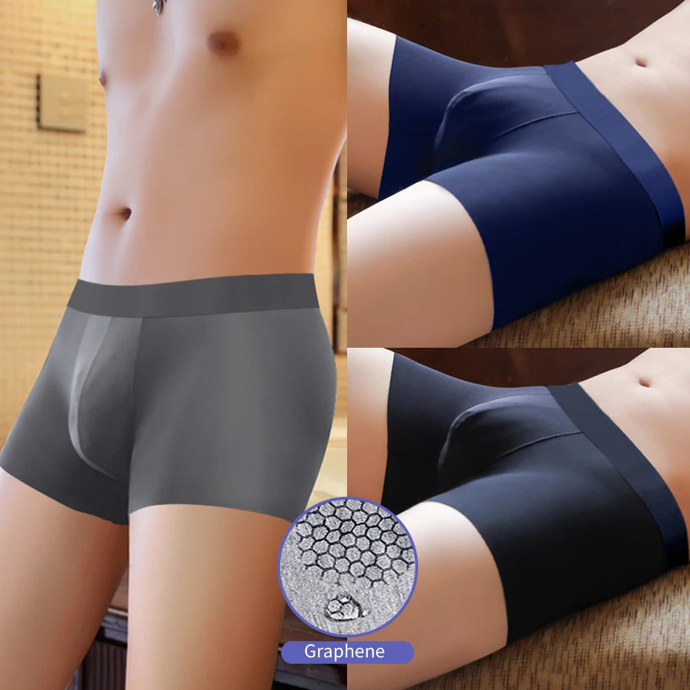 4pcs/Lot Ice Silk Men's Panties Male Underpants Underwear Man Boxer Boxershorts Calzoncillos Hombre Ropa Interior Hombre