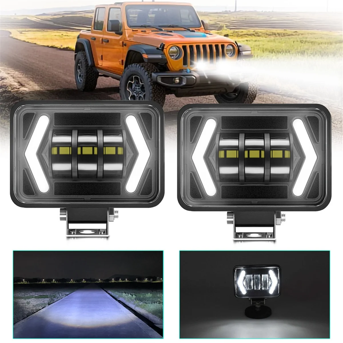 4.5 Inch LED Light Pods Offroad LED Driving Light 80W 8000LM Spot Light Turn Signal Light Work Light for Truck ATV UTV