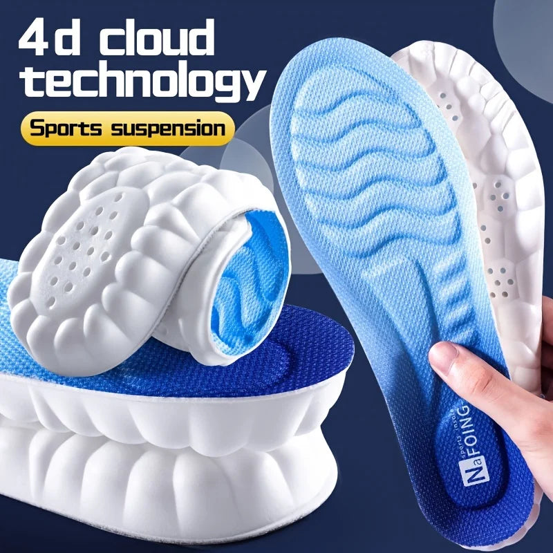 4D Sport Insoles Soft Breathable High-elasticity Shock Absorption Running Shoe Pad For Men Women Latex Massage Insole