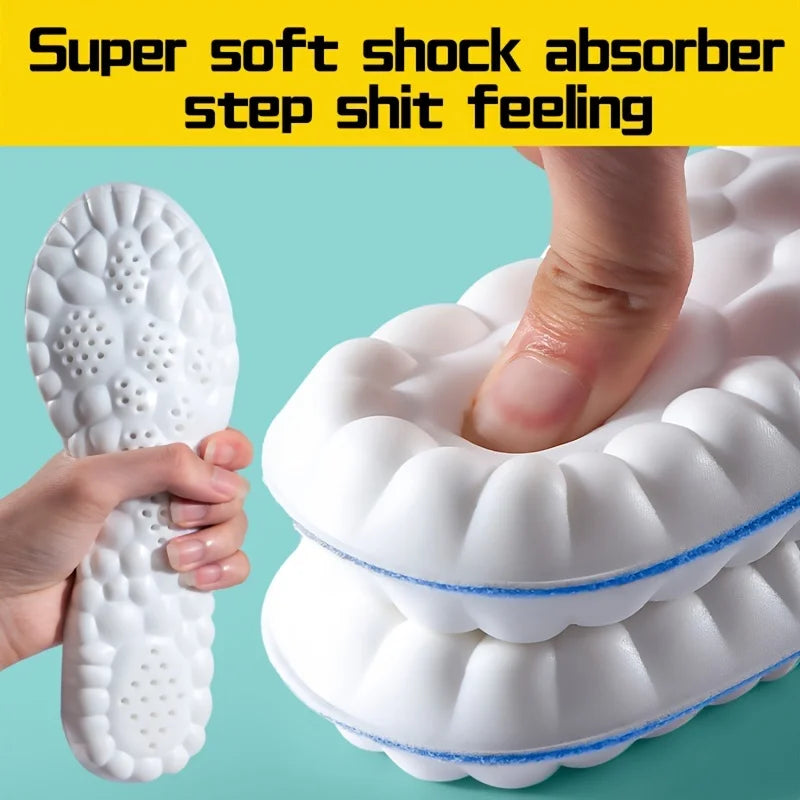 4D Sport Insoles Soft Breathable High-elasticity Shock Absorption Running Shoe Pad For Men Women Latex Massage Insole