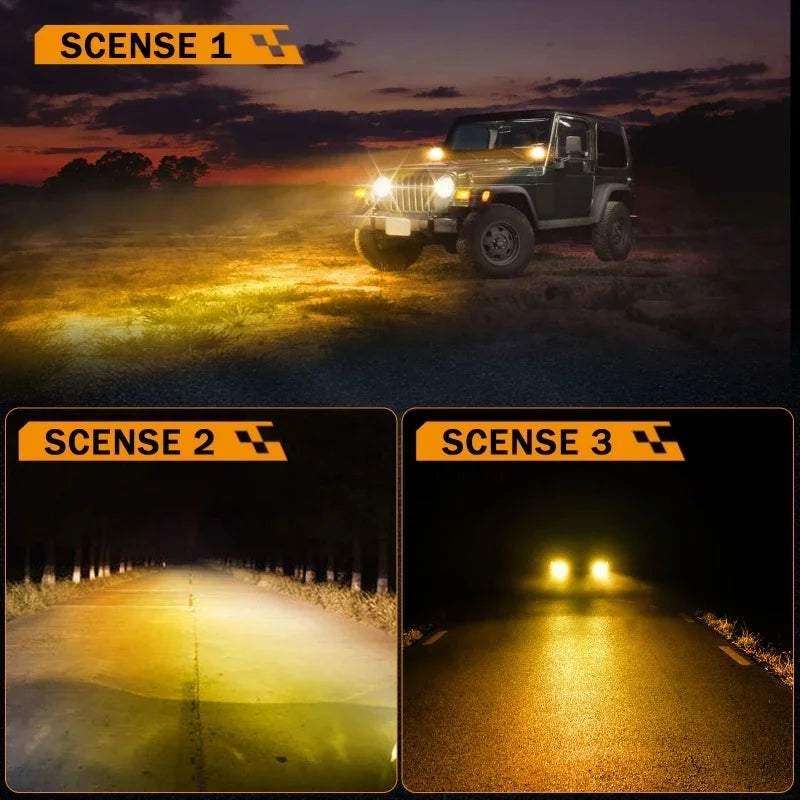AUXBEAM 4 Inch 90W LED Driving Lights Work Fog Light for Truck Pickup Offroad (White&Amber 6 Modes)