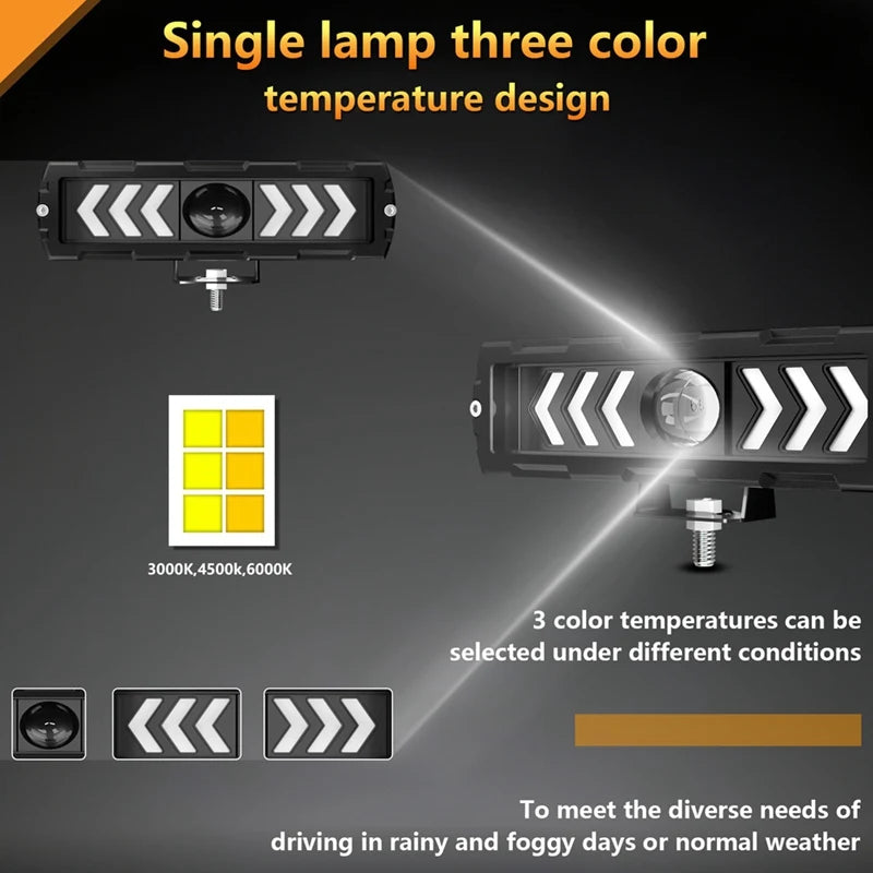 6 Inch LED Light Bar Offroad Driving Running Working Light Fog Lamps Spotlights For Truck ATV SUV UTV Motorcycle