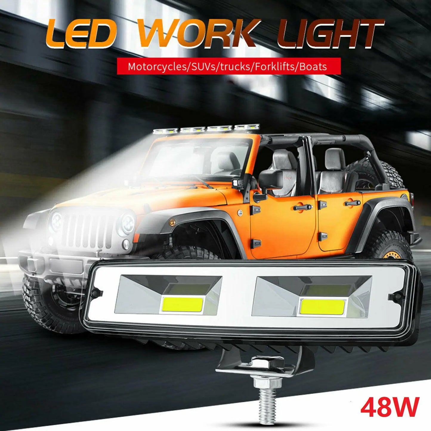 48W 6Inch LED Work Light Bar Spot FLOOD Lamp Offroad Driving Fog 4WD for Jeep Truck ATV SUV UTE