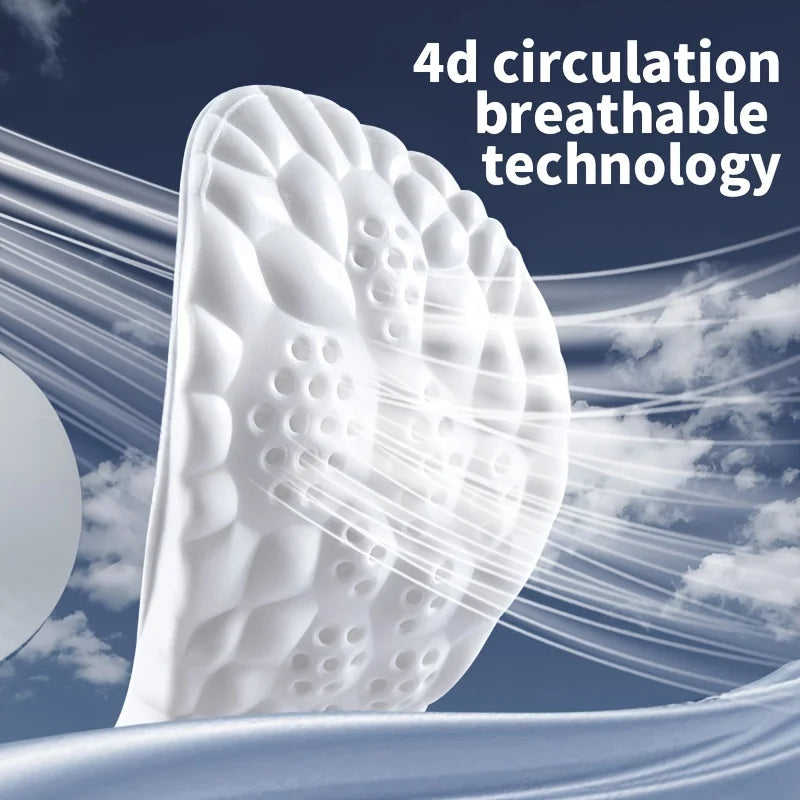 4D Sport Insoles Soft Breathable High-elasticity Shock Absorption Running Shoe Pad For Men Women Latex Massage Insole