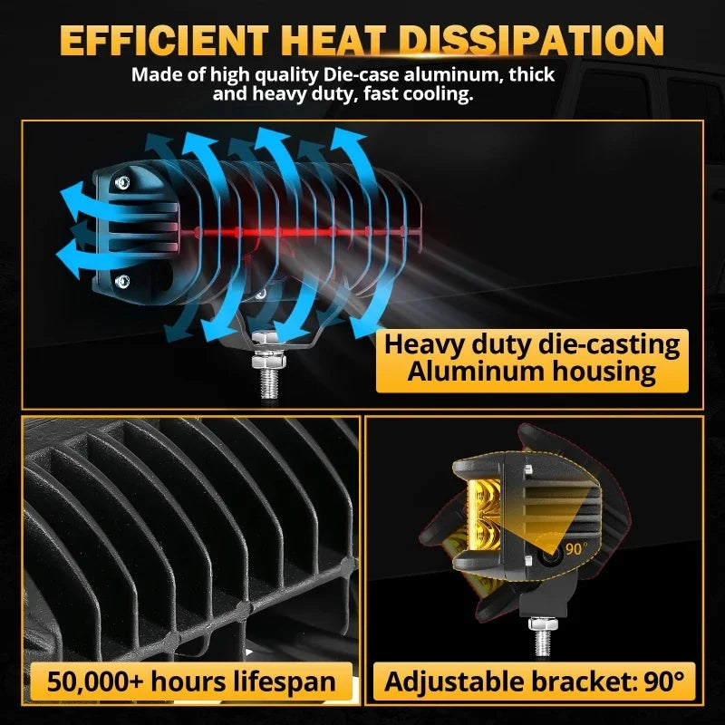 Auxbeam 5 Inch LED Light Bar 34W*2 LED Driving Lights with Harness for Truck Pickup Offroad