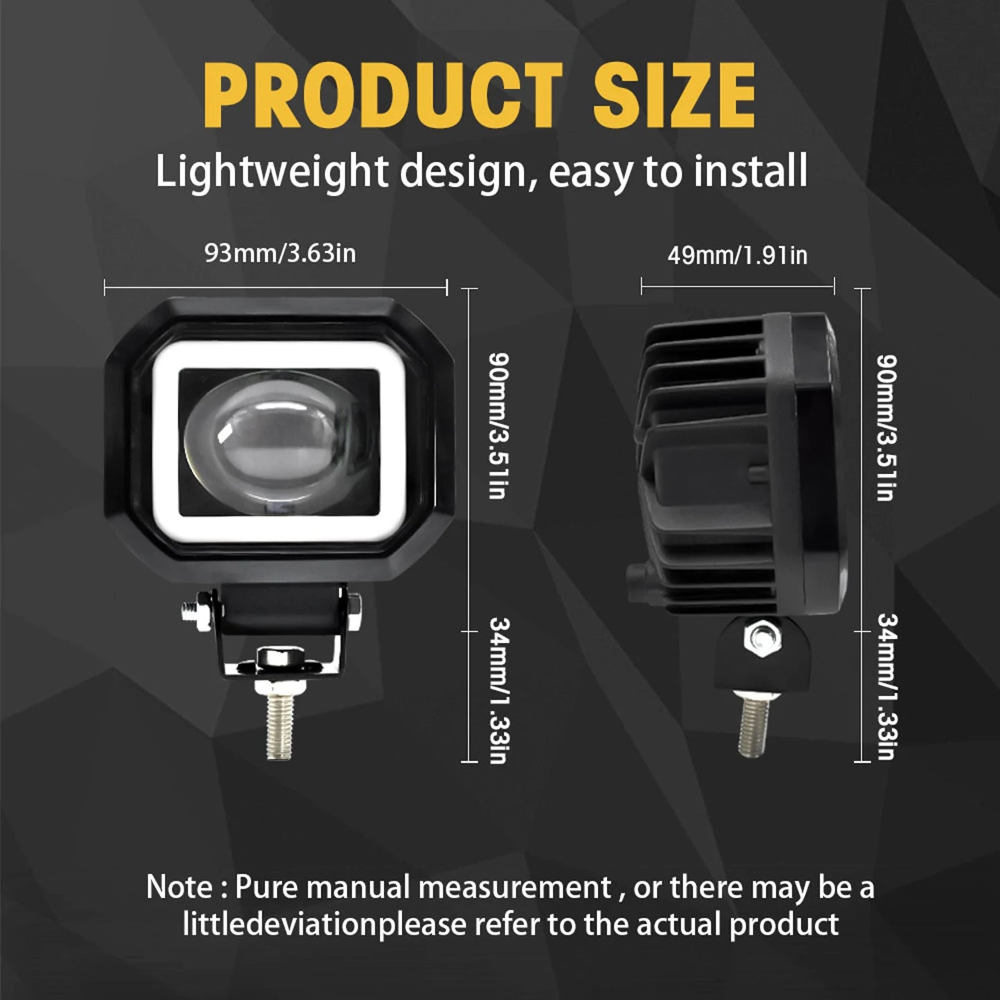 2pcs Motorcycle LED Spotlight Fisheye Lens Work Light For Car Motorcycle ATV Car Trucks Mini Lens Headlight Driving Light