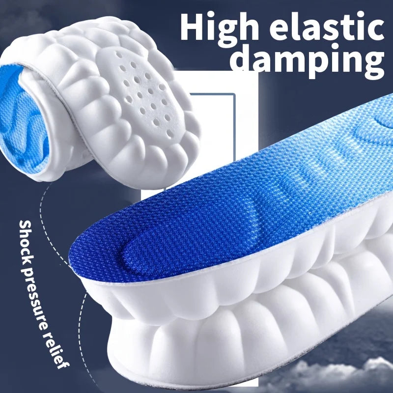4D Sport Insoles Soft Breathable High-elasticity Shock Absorption Running Shoe Pad For Men Women Latex Massage Insole