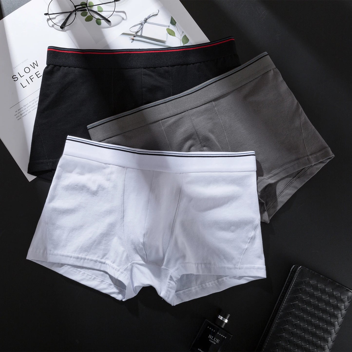3PCS/Lots Men Cotton Underwear Seamless Boxer Shorts Cuecas Panties 3XL Breathable Boxershorts Ropa Interior Hombre Underpants