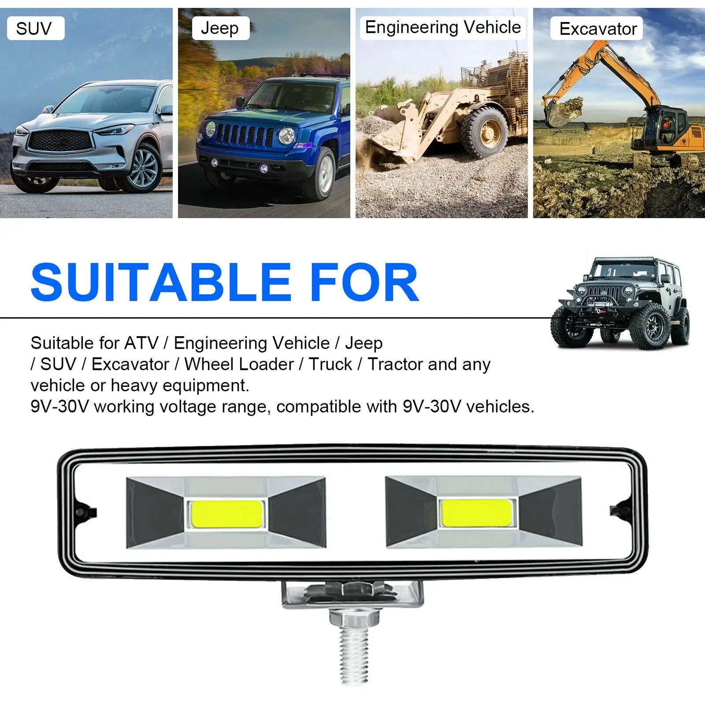 48W 6Inch LED Work Light Bar Spot FLOOD Lamp Offroad Driving Fog 4WD for Jeep Truck ATV SUV UTE