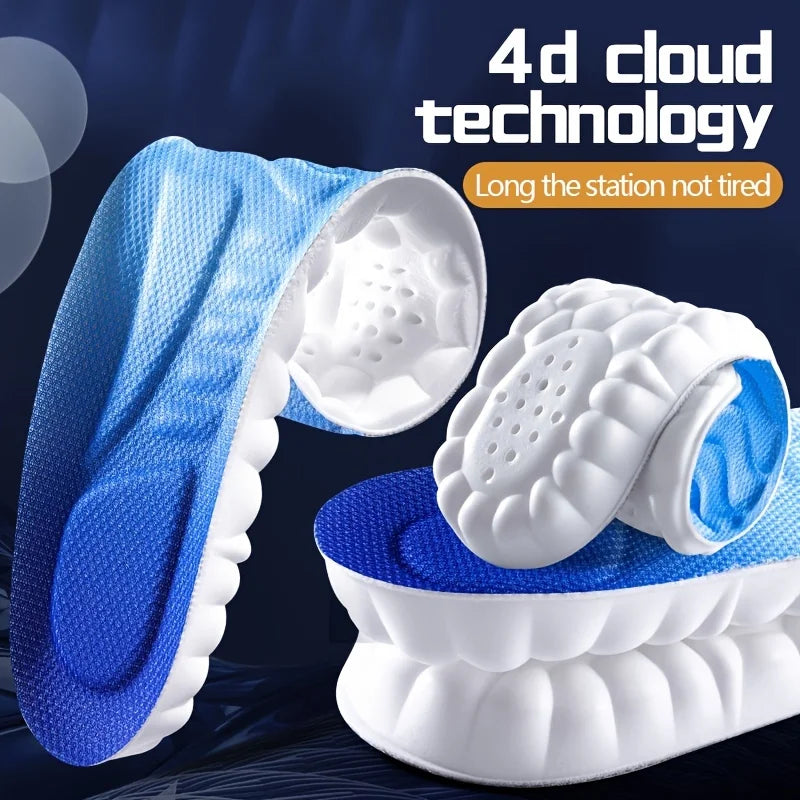 4D Sport Insoles Soft Breathable High-elasticity Shock Absorption Running Shoe Pad For Men Women Latex Massage Insole