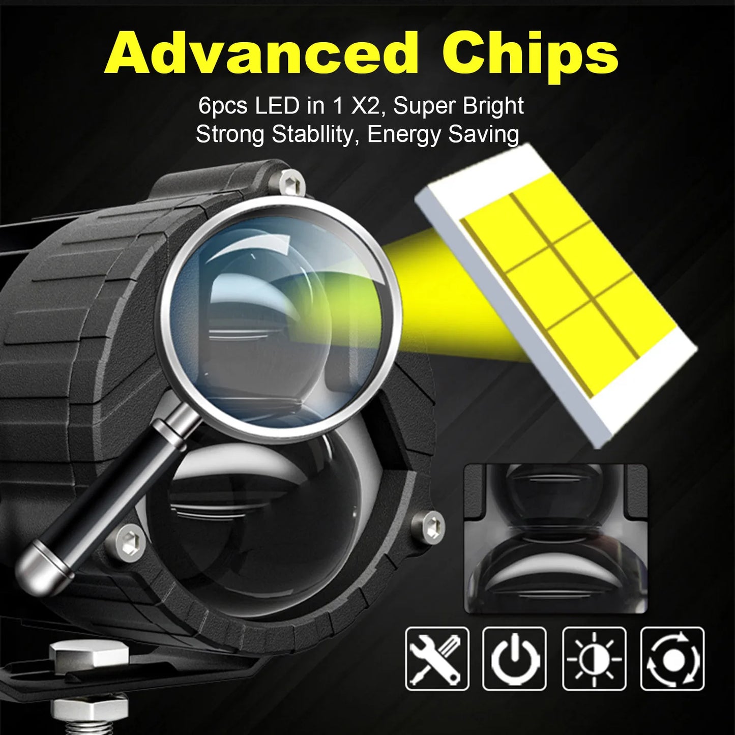 3in LED Pods Light White Amber High Low Combo Beam Led Work Fog Driving Lights Bar for Motorcycle ATV UTV SUV Off Road 4x4 Truck