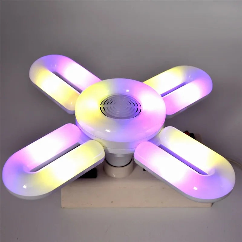 45W U-shape four leaf folding music lamp E27 Dimmable Wireless Music Playing Light Bulb LED RGB Deformable Ceiling speaker Light