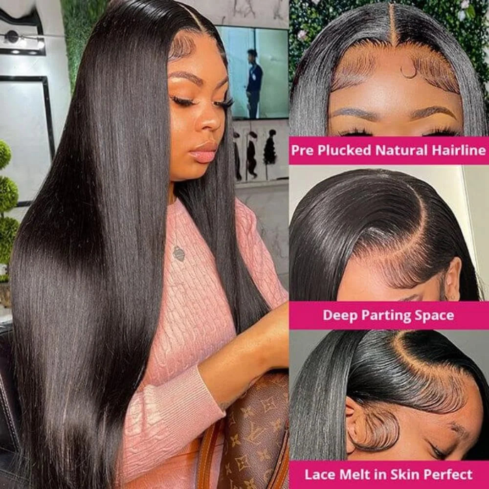 30 36inch Straight Glueless Wigs 100% Human Hair Ready To Wear And Go Preplucked 13x6 Hd Lace Wig For Women On Clearance Sale