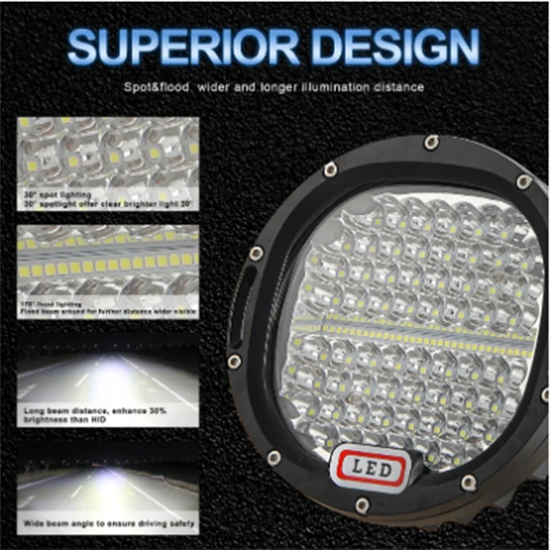 4X4 4WD Spot LED Roof Work Light for Ford Jeep Hummer Defender Volvo Lorry 7Inch IP68 Offroad SUV Pickup Truck black
