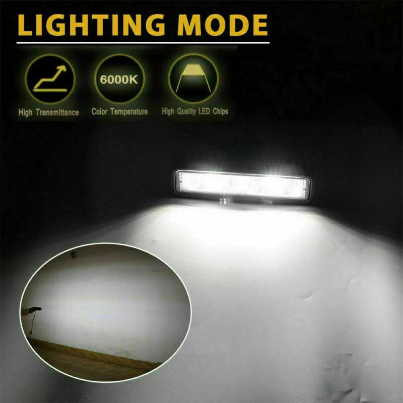48W 6Inch LED Work Light Bar Spot FLOOD Lamp Offroad Driving Fog 4WD for Jeep Truck ATV SUV UTE