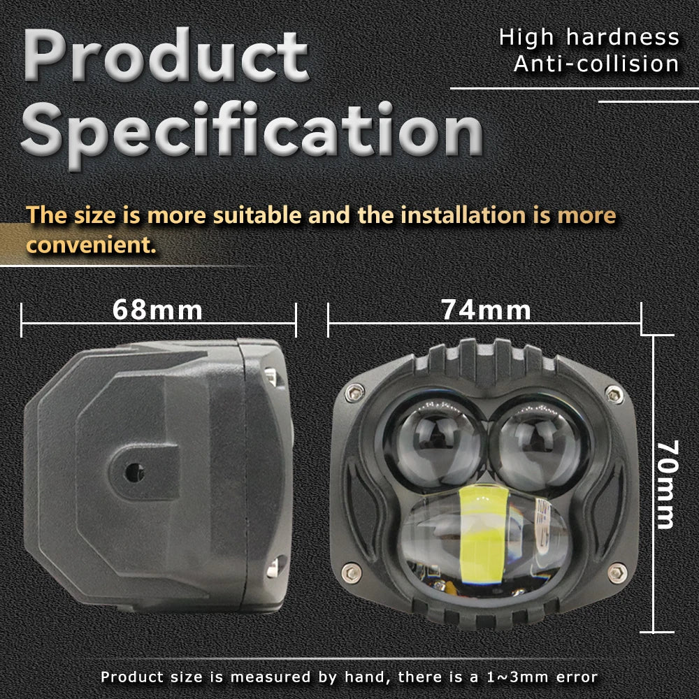 3 inch laser light led lens work lamp for off road 4x4 Car Truck motorcycle Driving yellow white 3" flush mount pods spotlights