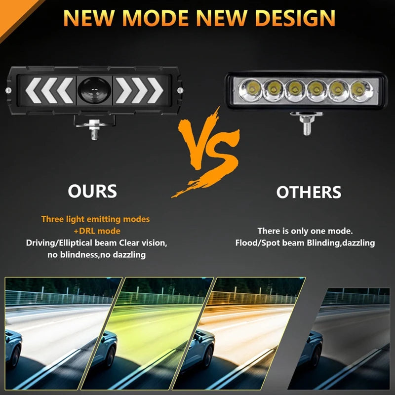 6 Inch LED Light Bar Offroad Driving Running Working Light Fog Lamps Spotlights For Truck ATV SUV UTV Motorcycle
