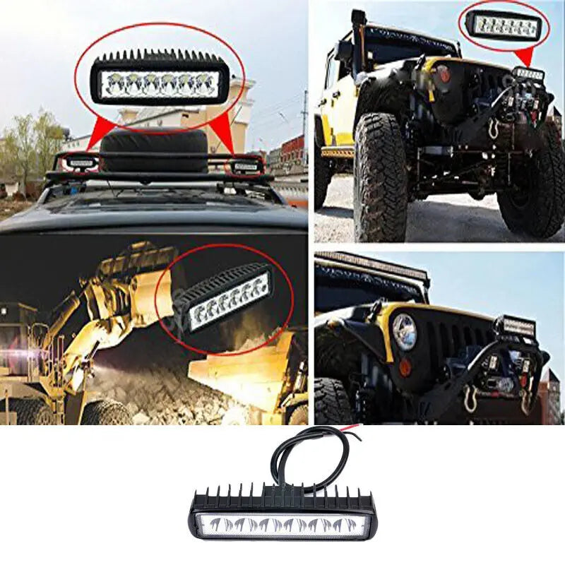 6LED Car Work Light 18W High Bright Waterproof Spotlight Moto Auto Offroad SUV Truck Headlights Driving Lamp 12V Car Accessories