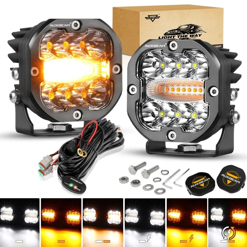 3Inch 96W LED Square Pod Light with Memory Function 6 Modes Waterproof Fog Driving Work Light For Offroad Truck SUV ATV UTV Boat