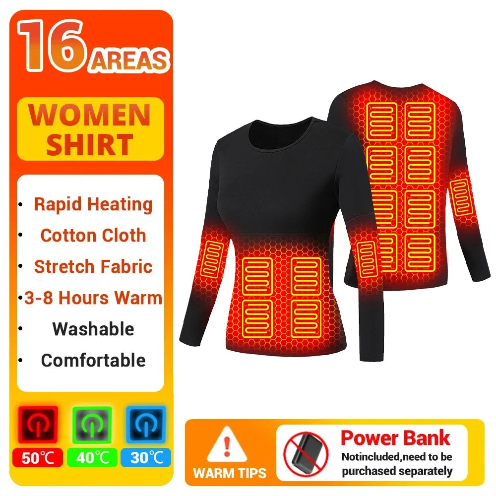 28 Area Winter Thermal Heated Jacket Women Vest Heated Underwear USB Electric Heating Clothing Men's Ski Suit Outdoor Warm Pants
