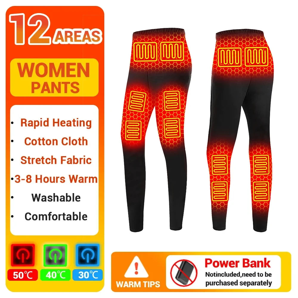 28 Area Winter Thermal Heated Jacket Women Vest Heated Underwear USB Electric Heating Clothing Men's Ski Suit Outdoor Warm Pants