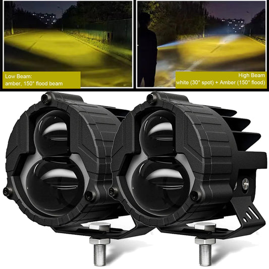 3in LED Pods Light White Amber High Low Combo Beam Led Work Fog Driving Lights Bar for Motorcycle ATV UTV SUV Off Road 4x4 Truck