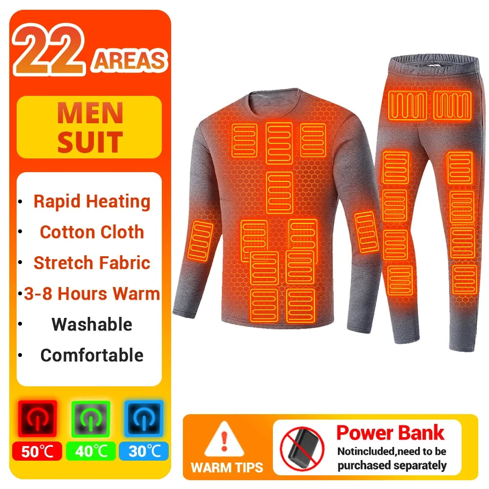 28 Area Winter Thermal Heated Jacket Women Vest Heated Underwear USB Electric Heating Clothing Men's Ski Suit Outdoor Warm Pants
