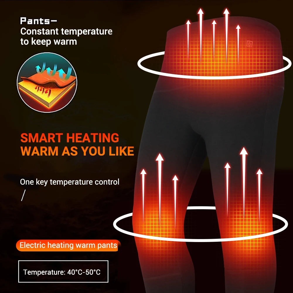28 Area Winter Thermal Heated Jacket Women Vest Heated Underwear USB Electric Heating Clothing Men's Ski Suit Outdoor Warm Pants