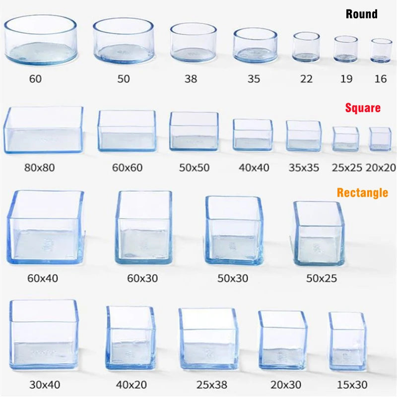 16/18/25/30mm Chair Leg Caps Rubber Feet Protector Pads Non-slip Transparent Table Covers Furniture Leveling Feet Decor