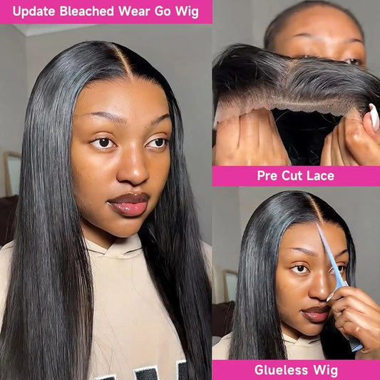 30 36inch Straight Glueless Wigs 100% Human Hair Ready To Wear And Go Preplucked 13x6 Hd Lace Wig For Women On Clearance Sale
