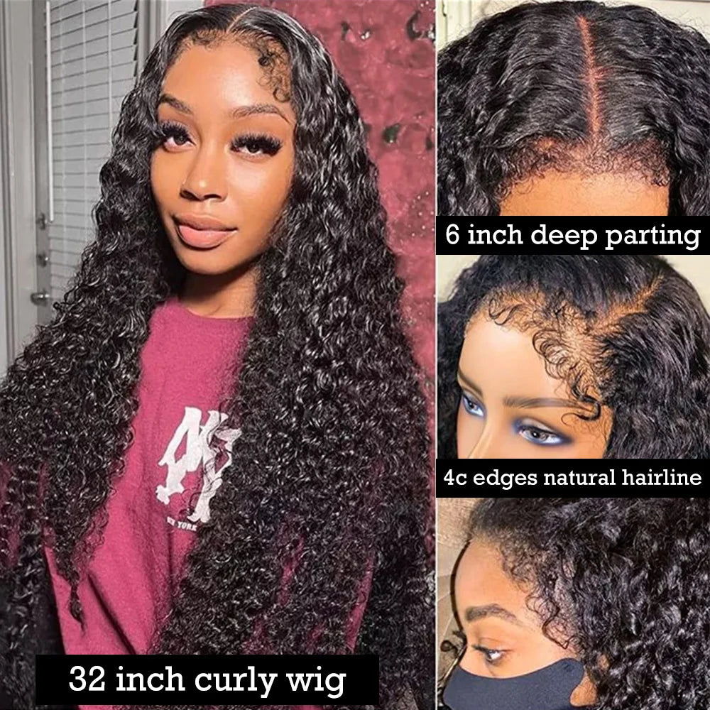 250 Density Afro Kinky Curly Wig 13x6 Hd Frontal 100% Human Hair 4c Edges 13x4 Deep Wave Lace Front Cheap Wigs For Women on sale
