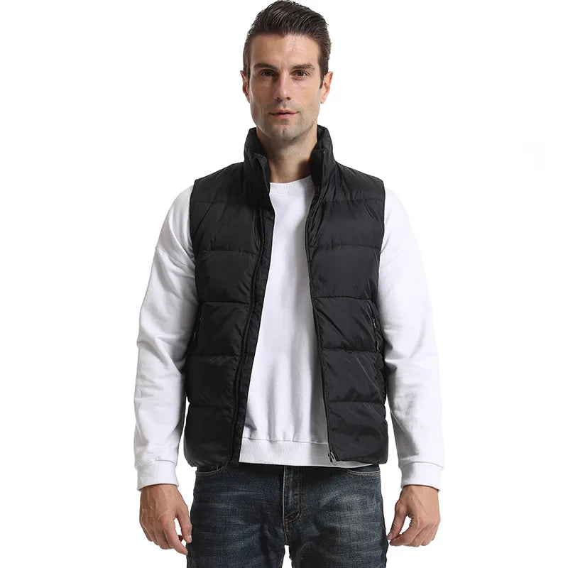 15 pcs down Heated vest man women winter thermal heated jacket man Electric heating clothes Waistcoat For Hiking Oversized 8XL