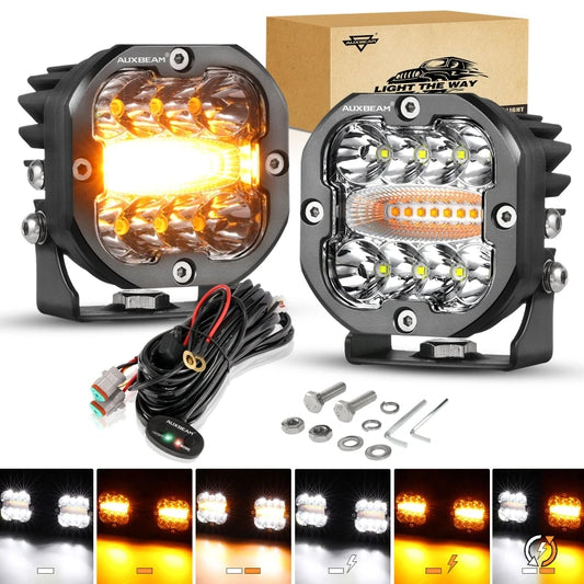 3Inch 96W LED Square Pod Light with Memory Function 6 Modes Waterproof Fog Driving Work Light For Offroad Truck SUV ATV UTV Boat