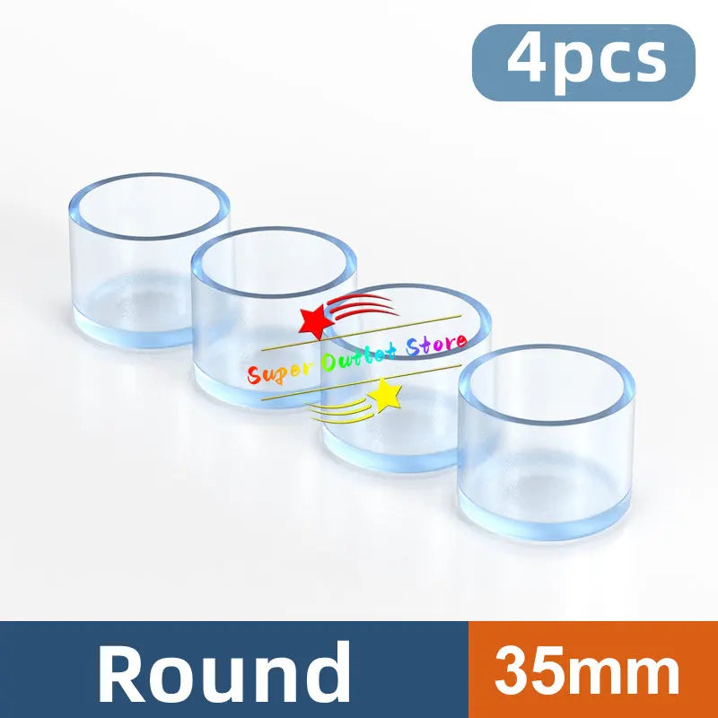 16/18/25/30mm Chair Leg Caps Rubber Feet Protector Pads Non-slip Transparent Table Covers Furniture Leveling Feet Decor