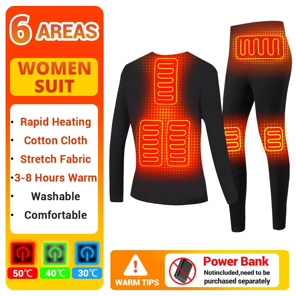 28 Area Winter Thermal Heated Jacket Women Vest Heated Underwear USB Electric Heating Clothing Men's Ski Suit Outdoor Warm Pants