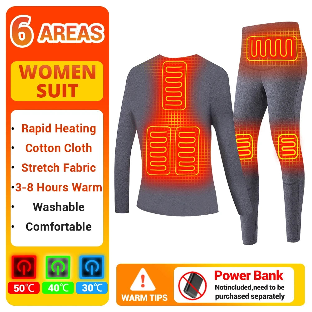 28 Area Winter Thermal Heated Jacket Women Vest Heated Underwear USB Electric Heating Clothing Men's Ski Suit Outdoor Warm Pants