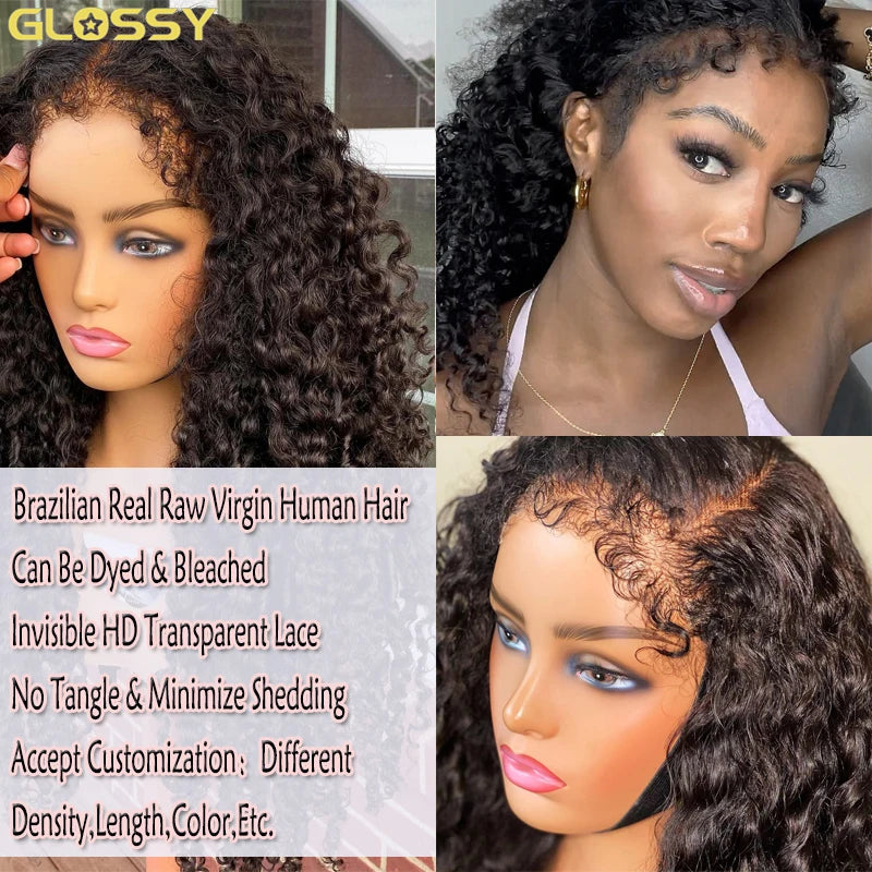 250 Density Afro Kinky Curly Wig 13x6 Hd Frontal 100% Human Hair 4c Edges 13x4 Deep Wave Lace Front Cheap Wigs For Women on sale