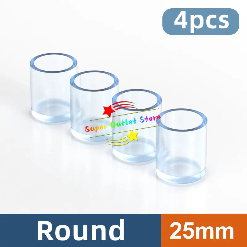 16/18/25/30mm Chair Leg Caps Rubber Feet Protector Pads Non-slip Transparent Table Covers Furniture Leveling Feet Decor