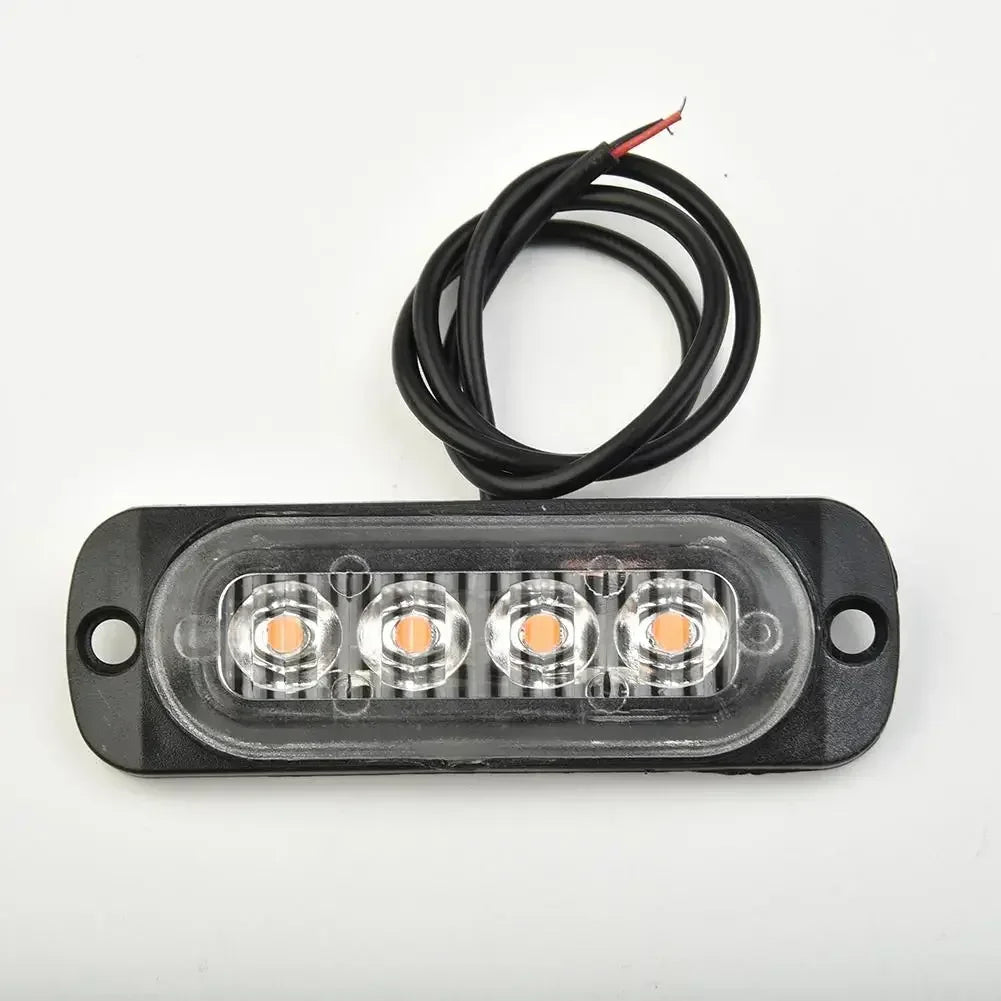 1 PCS 12W 4LED Truck Van Bar Off-Road Car Urgent Work Lamp Driving Fog Lights Yellow Light Bulbs Anti-collision